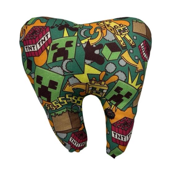 Tooth Fairy Pillow Hand Crafted - Minecraft Gamer Creeper TNT - Picture 1 of 2
